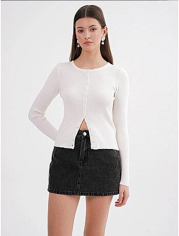 Cardigan slim fit en maille côtelée avec fermeture à boutons mixray