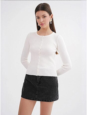 Cardigan slim fit en maille côtelée avec fermeture à boutons mixray