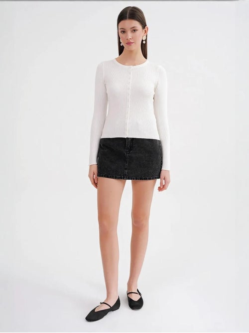Cardigan slim fit en maille côtelée avec fermeture à boutons mixray - Kiabi