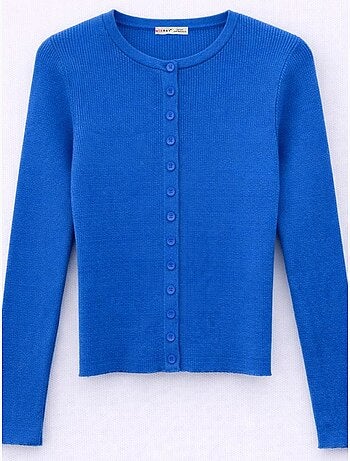 Cardigan slim fit en maille côtelée avec fermeture à boutons mixray