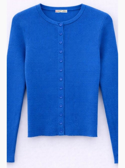 Cardigan slim fit en maille côtelée avec fermeture à boutons mixray - Kiabi