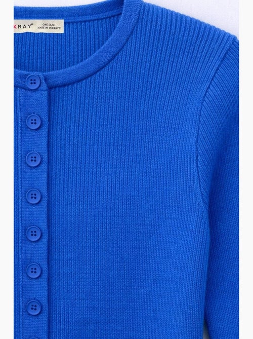 Cardigan slim fit en maille côtelée avec fermeture à boutons mixray - Kiabi