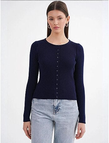 Cardigan slim fit en maille côtelée avec fermeture à boutons mixray