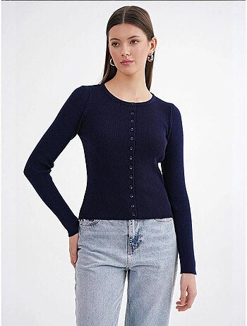 Cardigan slim fit en maille côtelée avec fermeture à boutons mixray