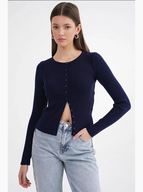 Cardigan slim fit en maille côtelée avec fermeture à boutons mixray - Kiabi Cardigan slim fit en maille côtelée avec fermeture à boutons mixray - Kiabi