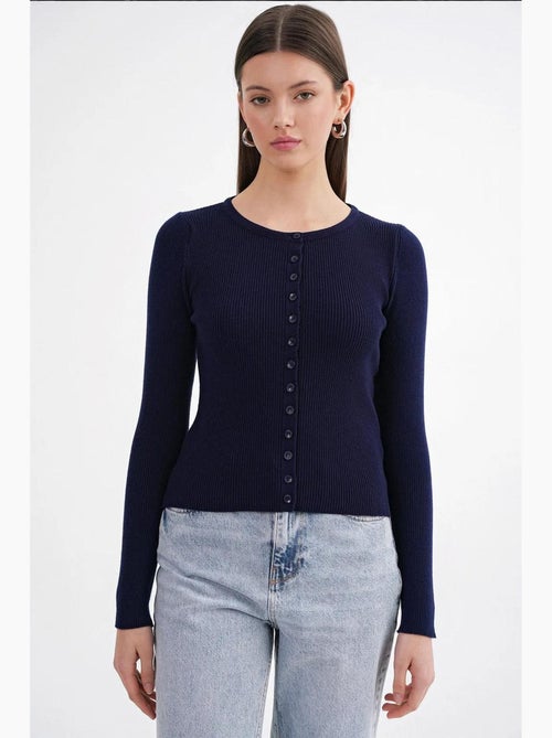 Cardigan slim fit en maille côtelée avec fermeture à boutons mixray - Kiabi Cardigan slim fit en maille côtelée avec fermeture à boutons mixray - Kiabi