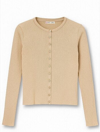Cardigan slim fit en maille côtelée avec fermeture à boutons mixray