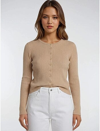 Cardigan slim fit en maille côtelée avec fermeture à boutons mixray