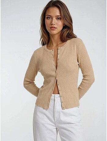 Cardigan slim fit en maille côtelée avec fermeture à boutons mixray