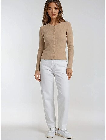 Cardigan slim fit en maille côtelée avec fermeture à boutons mixray