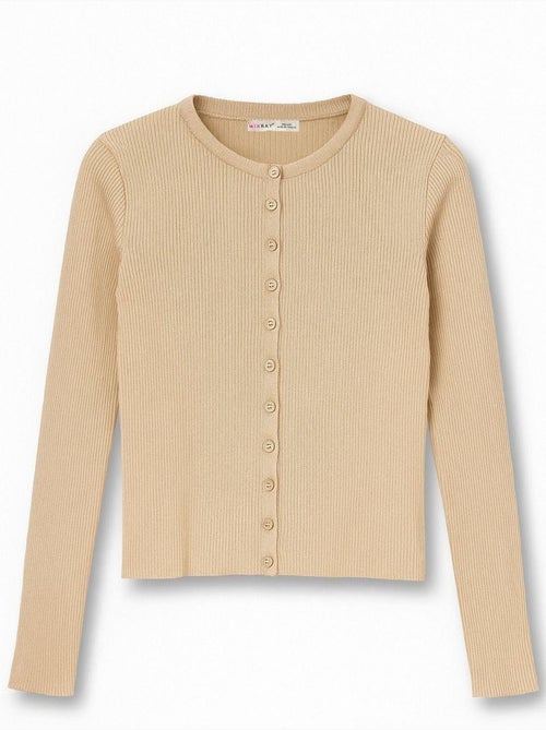 Cardigan slim fit en maille côtelée avec fermeture à boutons mixray - Kiabi