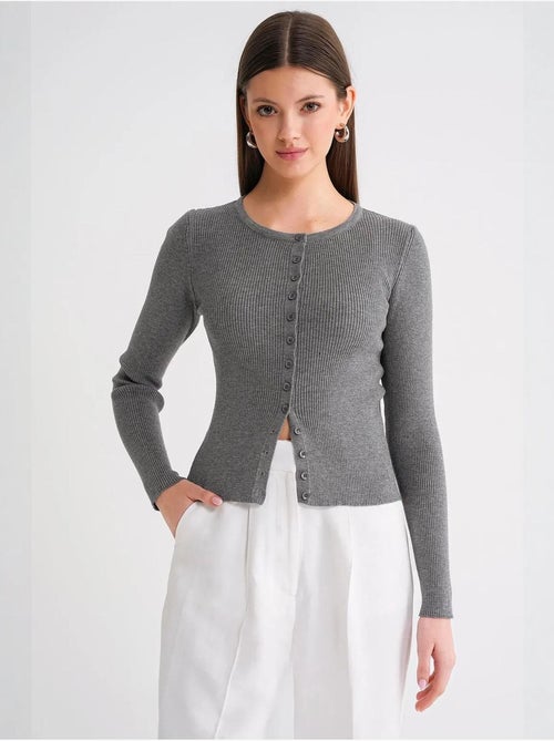 Cardigan slim fit en maille côtelée avec fermeture à boutons mixray - Kiabi Cardigan slim fit en maille côtelée avec fermeture à boutons mixray - Kiabi