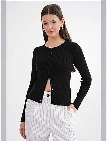Cardigan slim fit en maille côtelée avec fermeture à boutons mixray