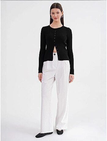 Cardigan slim fit en maille côtelée avec fermeture à boutons mixray