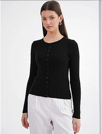 Cardigan slim fit en maille côtelée avec fermeture à boutons mixray