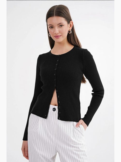 Cardigan slim fit en maille côtelée avec fermeture à boutons mixray - Kiabi