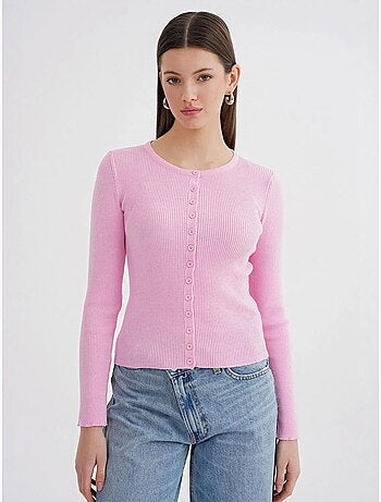 Cardigan slim fit en maille côtelée avec fermeture à boutons mixray