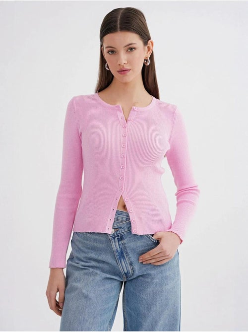 Cardigan slim fit en maille côtelée avec fermeture à boutons mixray - Kiabi Cardigan slim fit en maille côtelée avec fermeture à boutons mixray - Kiabi