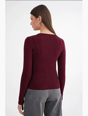 Cardigan slim fit en maille côtelée avec fermeture à boutons mixray
