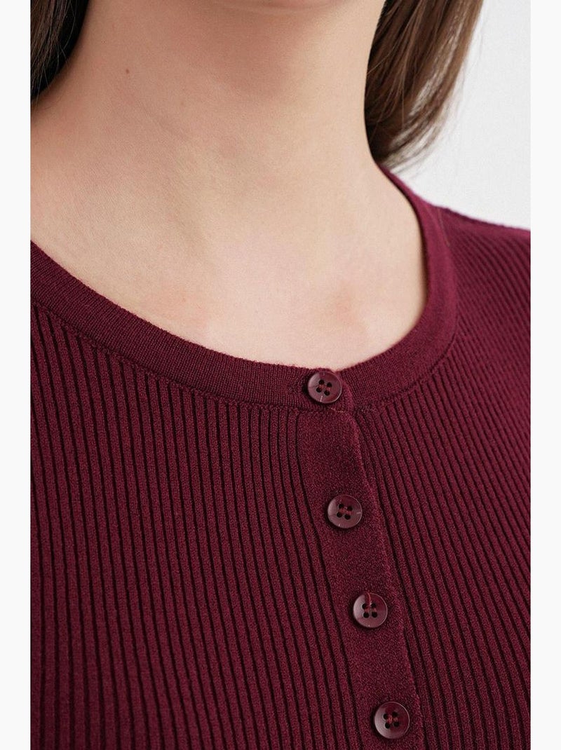 Cardigan slim fit en maille côtelée avec fermeture à boutons mixray Rouge bordeaux - Kiabi