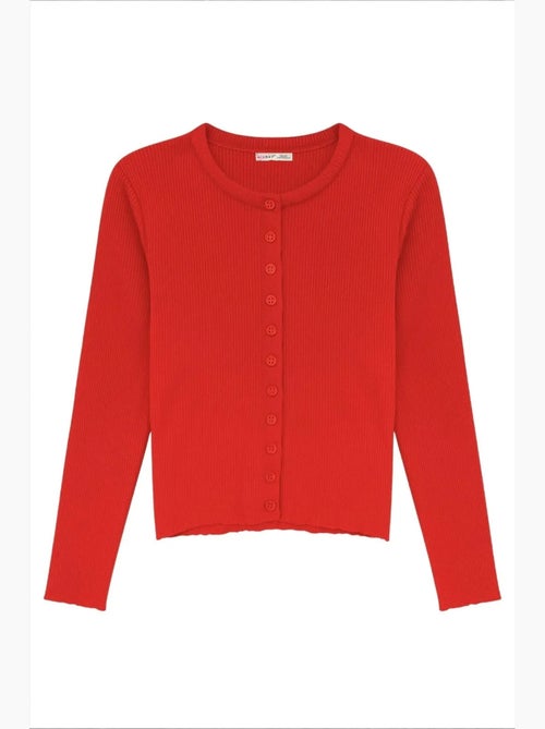 Cardigan slim fit en maille côtelée avec fermeture à boutons mixray - Kiabi