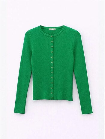 Cardigan slim fit en maille côtelée avec fermeture à boutons mixray