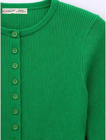 Cardigan slim fit en maille côtelée avec fermeture à boutons mixray