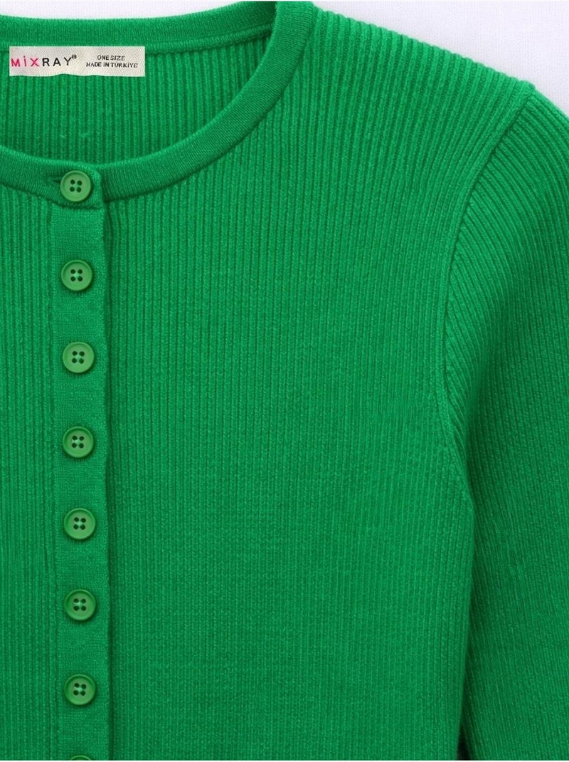 Cardigan slim fit en maille côtelée avec fermeture à boutons mixray Vert - Kiabi
