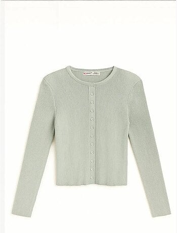 Cardigan slim fit en maille côtelée avec fermeture à boutons mixray