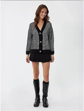 Cardigan surdimensionné à col en V et rayures