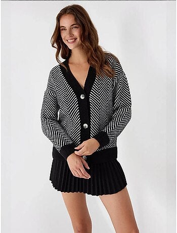 Cardigan surdimensionné à col en V et rayures