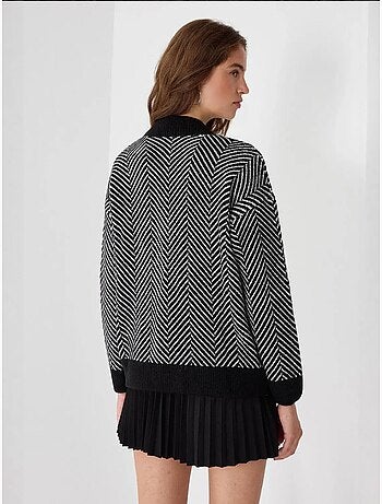 Cardigan surdimensionné à col en V et rayures