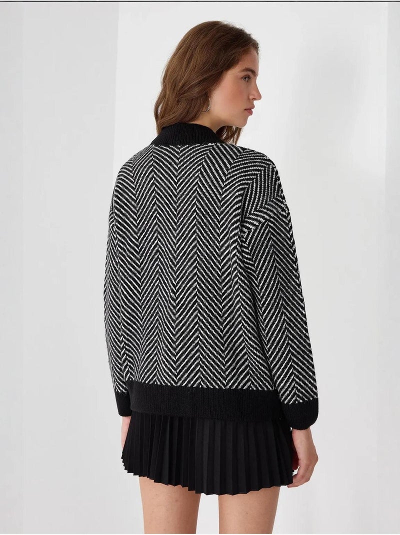 Cardigan surdimensionné à col en V et rayures Multicolore - Kiabi