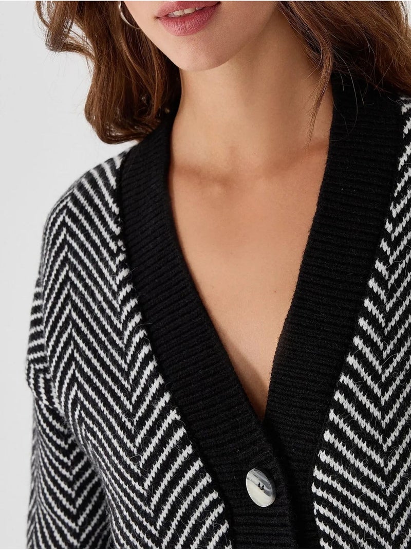 Cardigan surdimensionné à col en V et rayures Multicolore - Kiabi