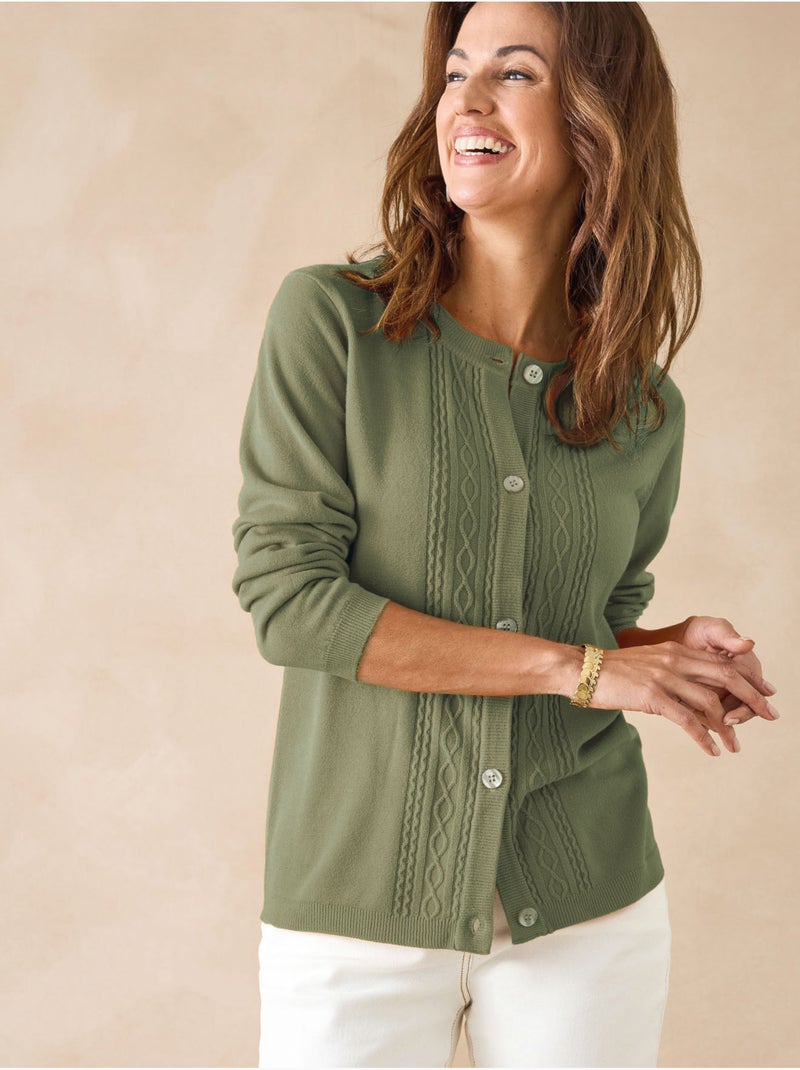 Cardigan torsadé - DAXON Kaki - Kiabi