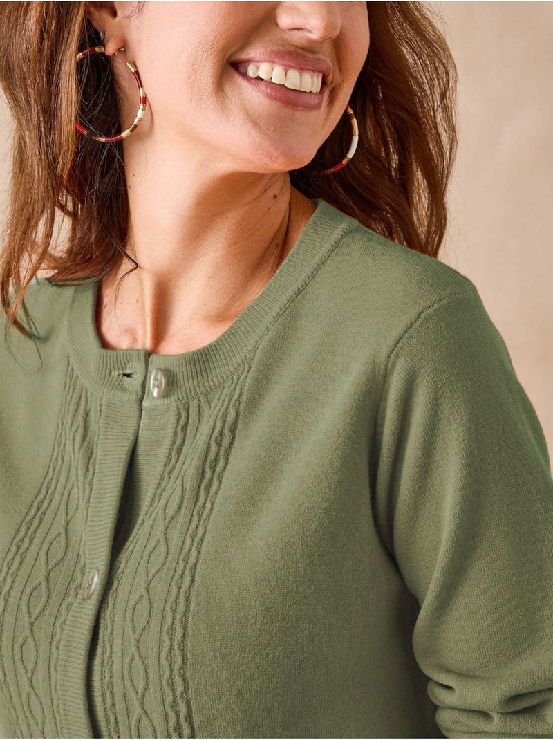 Cardigan torsadé - DAXON Kaki - Kiabi