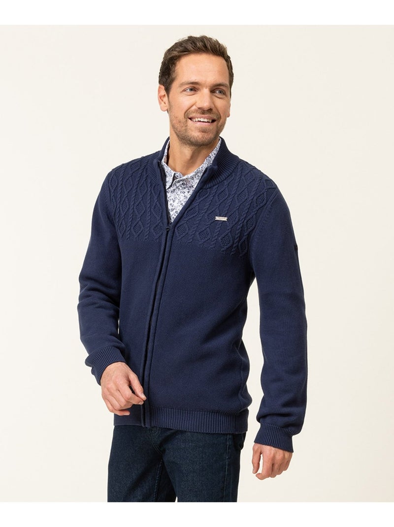 Cardigan tricot bleu marine Homme - Terre de Marins Bleu - Kiabi