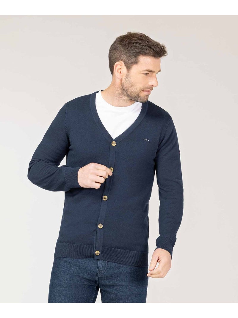 Cardigan tricot bleu marine Homme - Terre de Marins Bleu - Kiabi