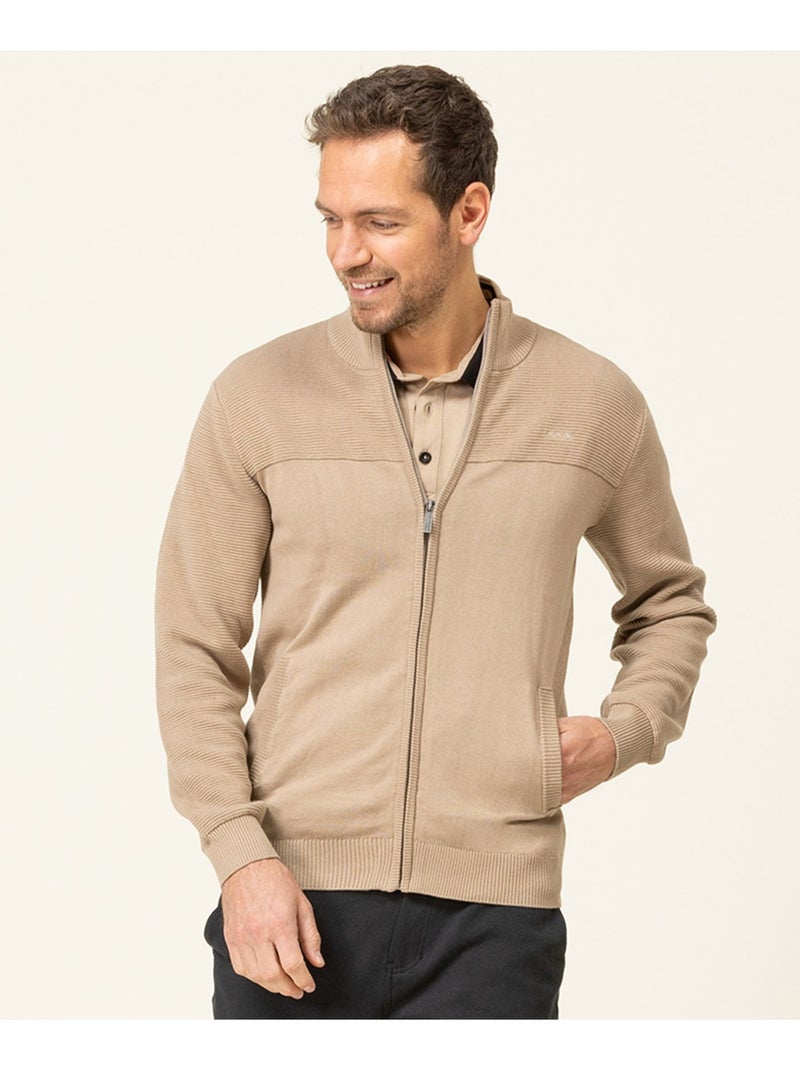 Cardigan Tricot Homme Terre de Marins Beige - Kiabi