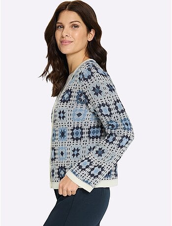 Cardigan Tricot Jacquard élégant - Taille Standard - Moda Vilona