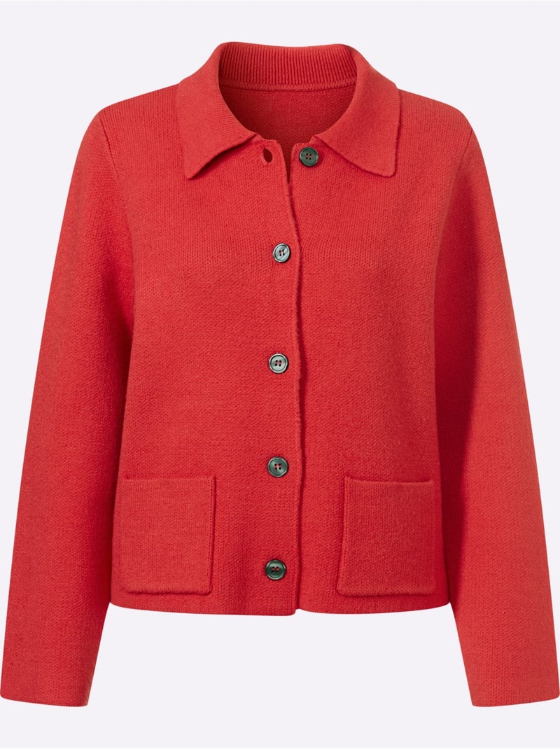 Cardigan Tricot Milanais - Taille Standard - Helline Rouge - Kiabi
