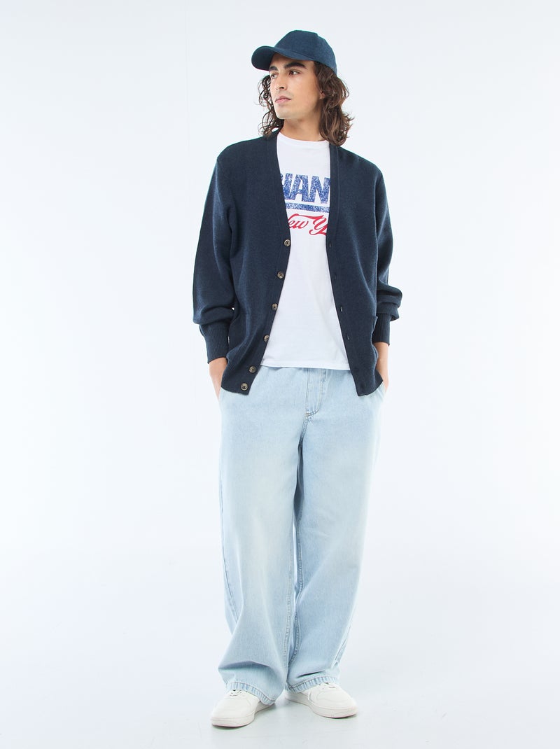 Cardigan uni Bleu - Kiabi