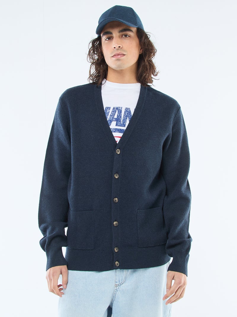 Cardigan uni Bleu - Kiabi