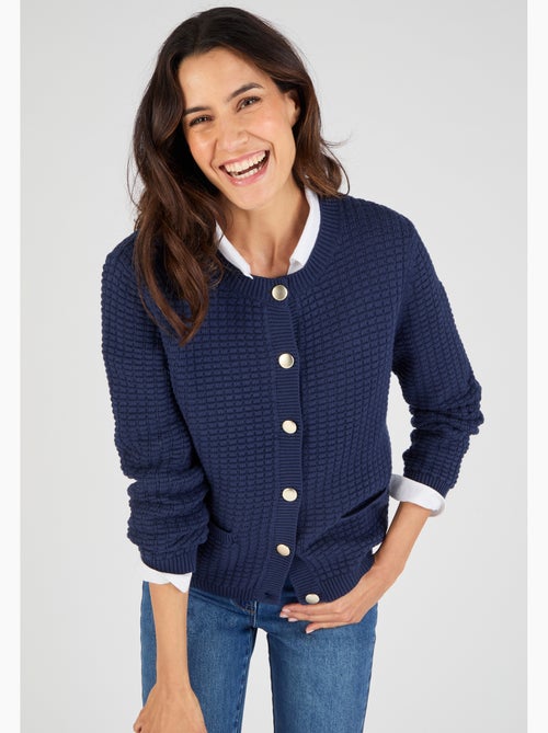 Cardigan uni ou rayé - Damart - Kiabi