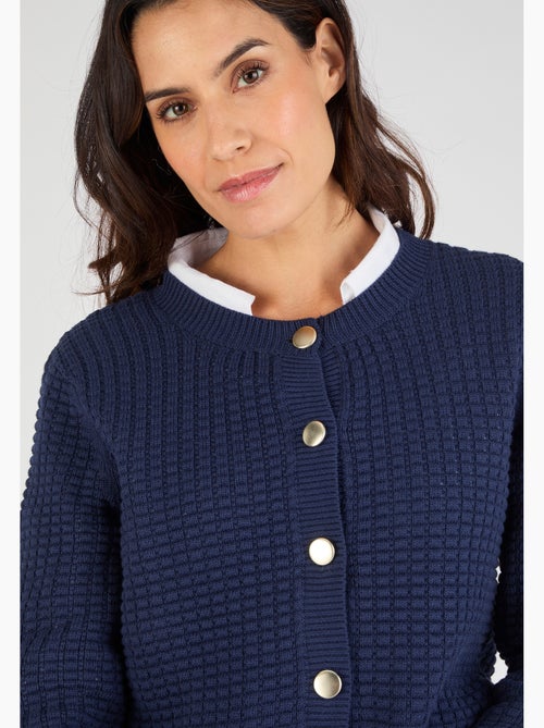 Cardigan uni ou rayé - Damart - Kiabi