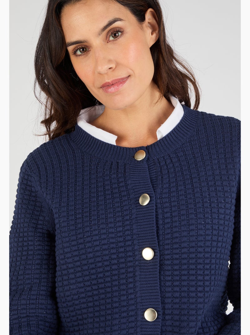 Cardigan uni ou rayé - Damart Bleu - Kiabi