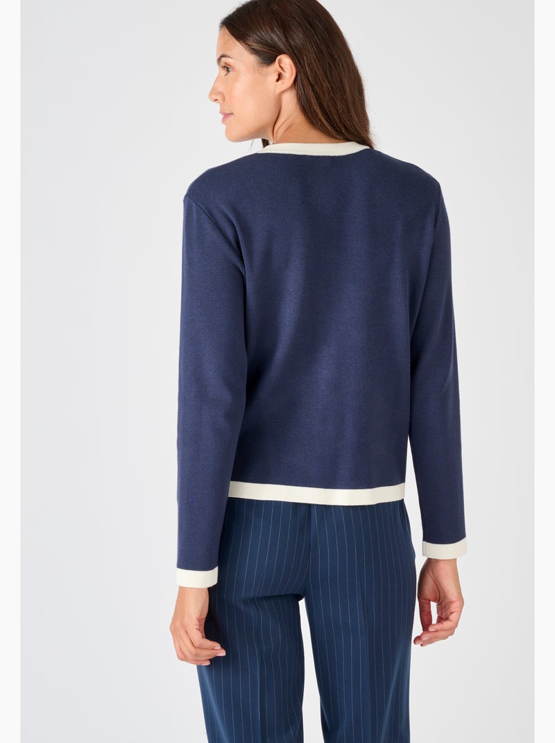 Cardigan-veste bicolore - Damart Bleu - Kiabi