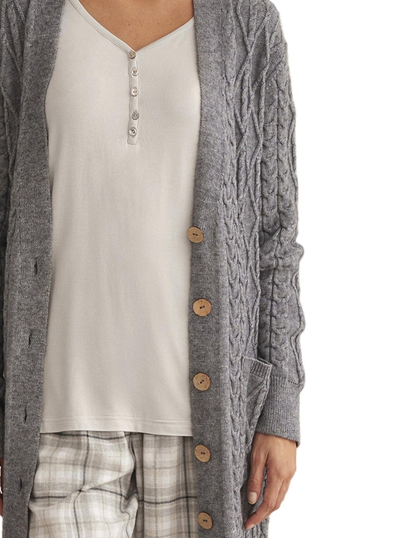 Cardigan veste d'intérieur à boutonnière COMPLEMENTOS Gris - Kiabi