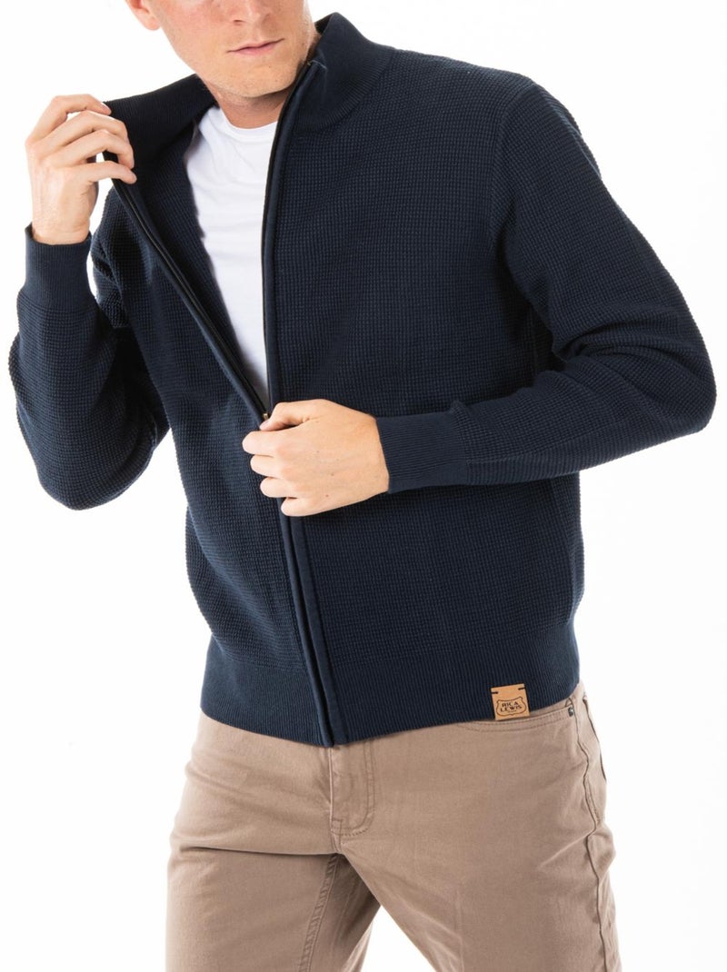 Cardigan zippé col montant EOLO 'Rica Lewis' Bleu marine - Kiabi