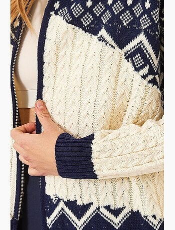 Cardigan zippé en maille jacquard lucci